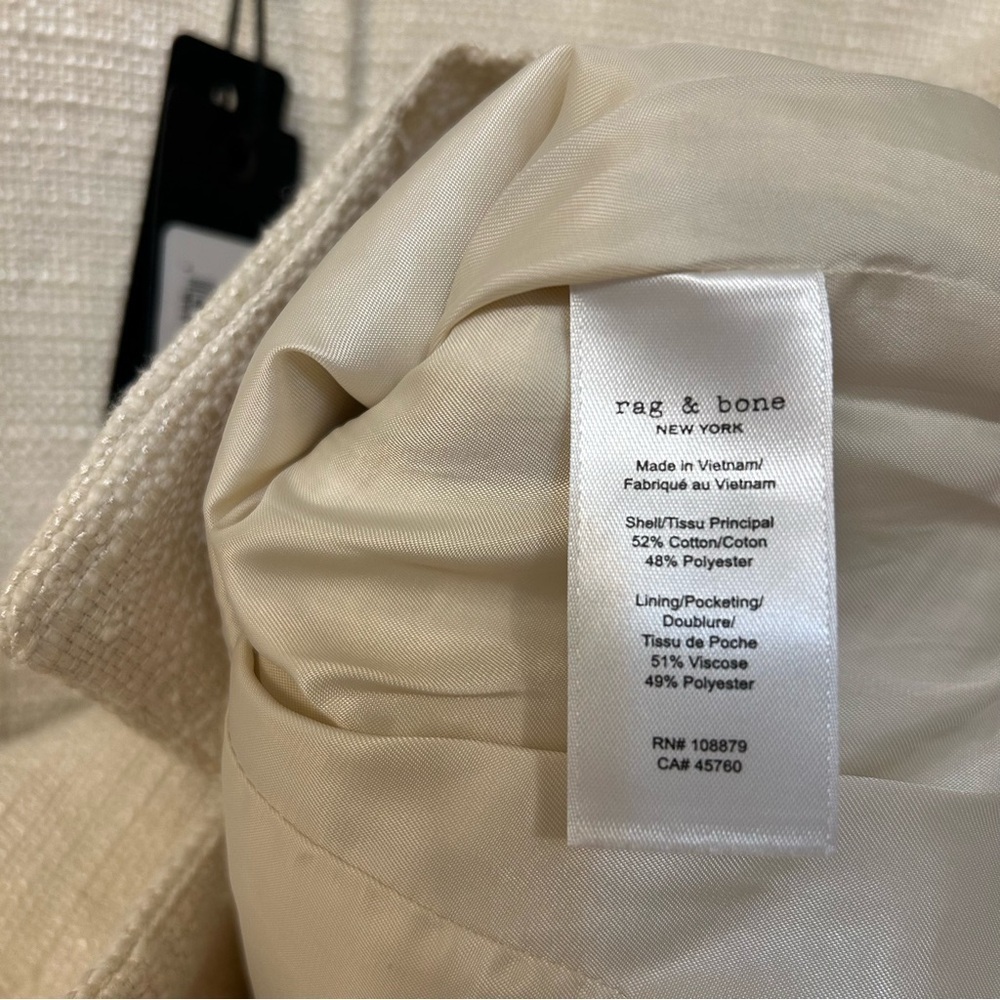 rag & bone Amaya Crop Jacket in Ivory Size 10 - Picture 8 of 9